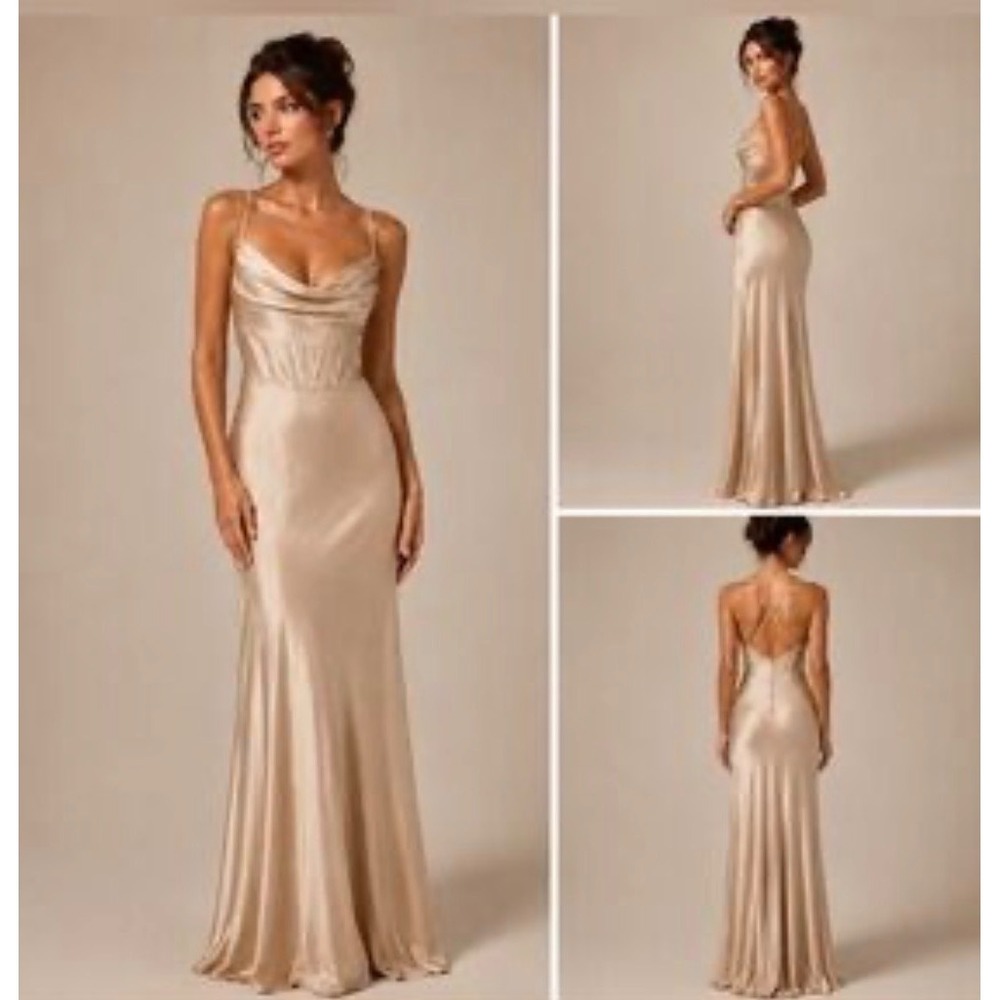 Windsor Taupe Cowl Neck Maxi Dress GSD308097-TAUPE XS NWT